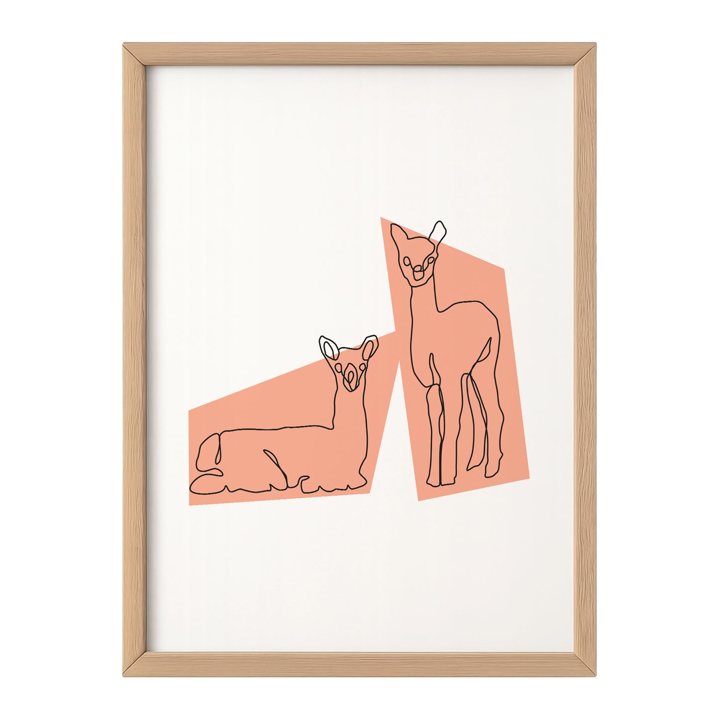 Alpaca One Line Art Print – Peach Minimalist Wall Art (Original Hand-Drawn Line Art) by MathildeJDesigns