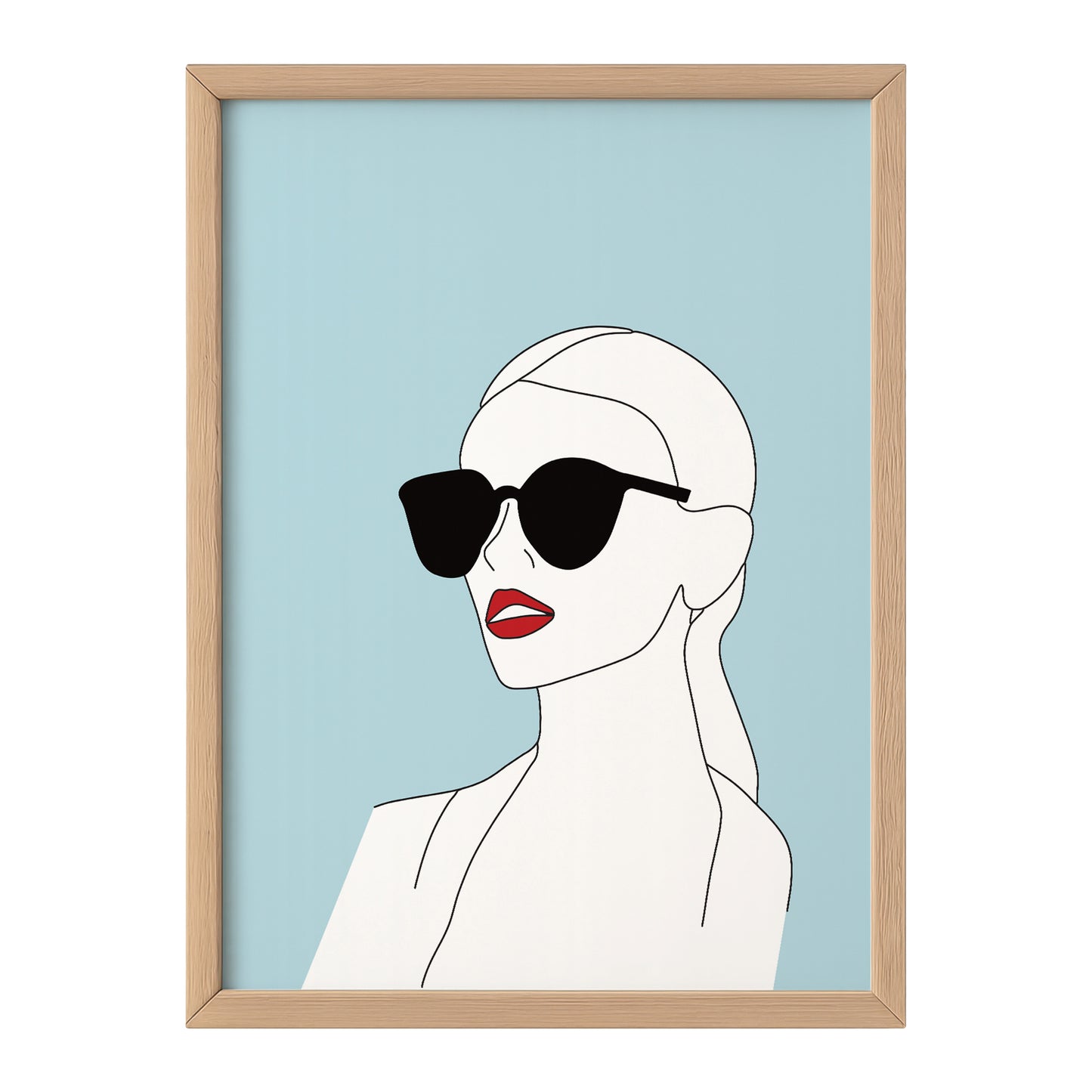 Modern Fashion Art Print – Robin Blue Female Portrait (Hand-Drawn & Vectorized Digital Download)