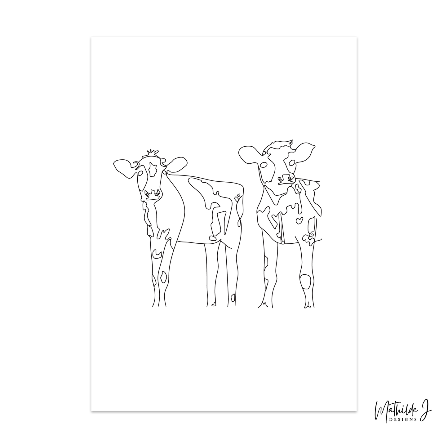 Cow One Line Art Print – Modern Farmhouse Wall Art (Original Hand-Drawn Line Art) by MathildeJDesigns