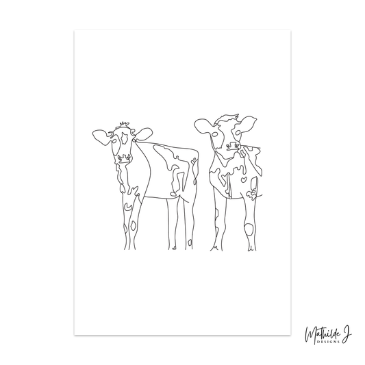 Cow One Line Art Print – Modern Farmhouse Wall Art (Original Hand-Drawn Line Art) by MathildeJDesigns