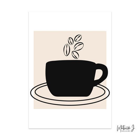 Coffee Cup Line Art Print – Minimalist Kitchen Art | MathildeJDesigns