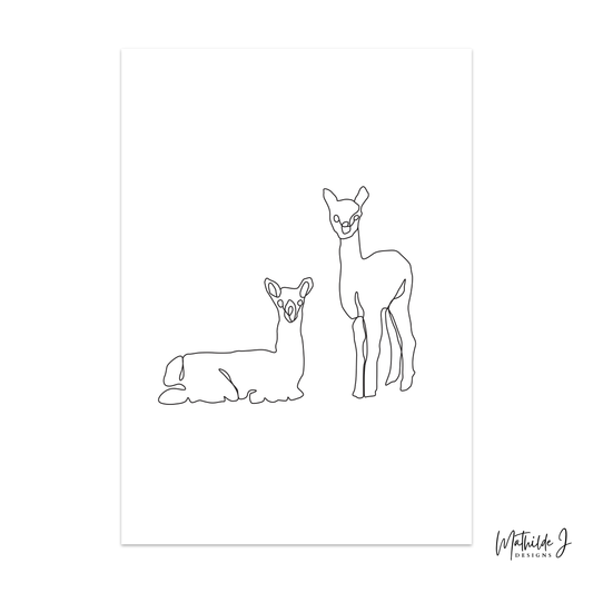 Alpaca One Line Art Print – Minimalist Animal Wall Art (Digital Download)