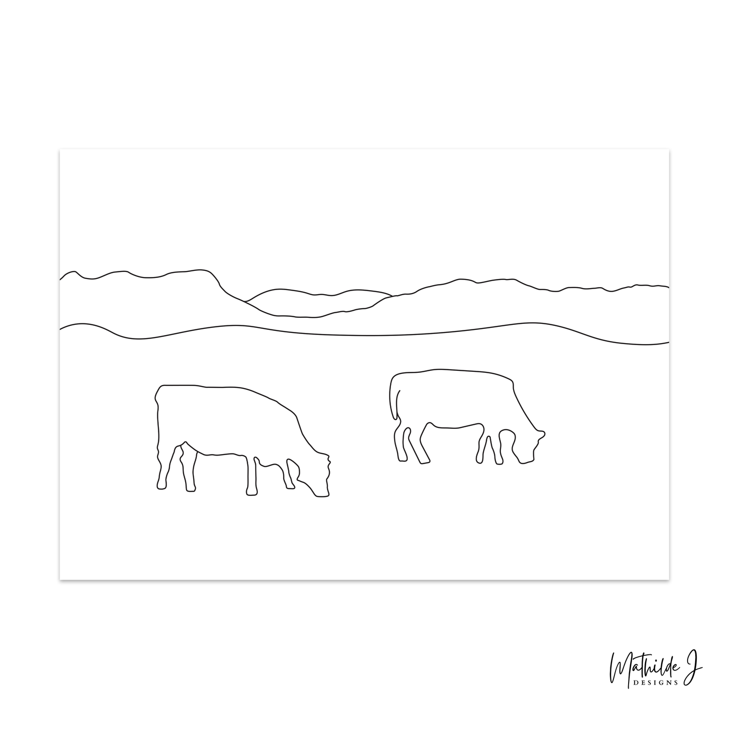 Cow Line Art Print – Minimalist Farmhouse Wall Art by MathildeJDesigns