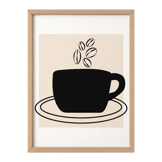 Scandinavian Coffee Cup Art Print – Minimalist Kitchen Wall Art (Original Hand-Drawn Line Art) by MathildeJDesigns
