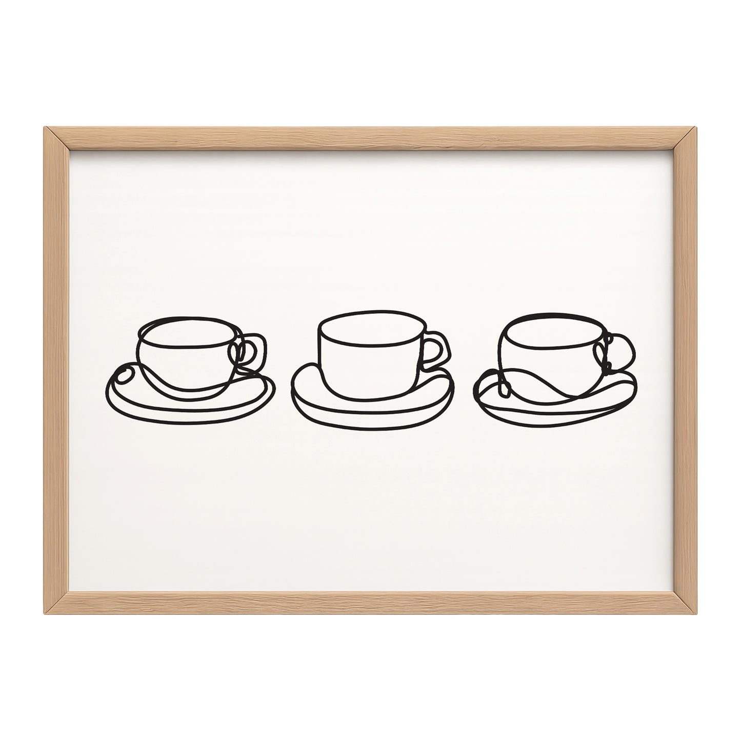 Coffee Cups Line Art Print – Minimalist Kitchen Wall Art (Original Hand-Drawn Line Art) by MathildeJDesigns