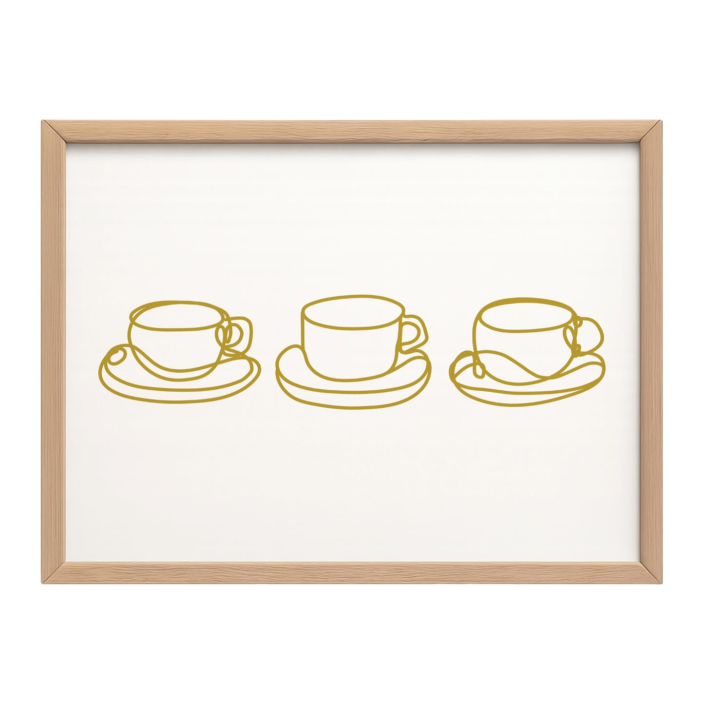 Coffee Cups Line Art Print – Minimalist Kitchen Wall Art (Original Hand-Drawn Line Art) by MathildeJDesigns