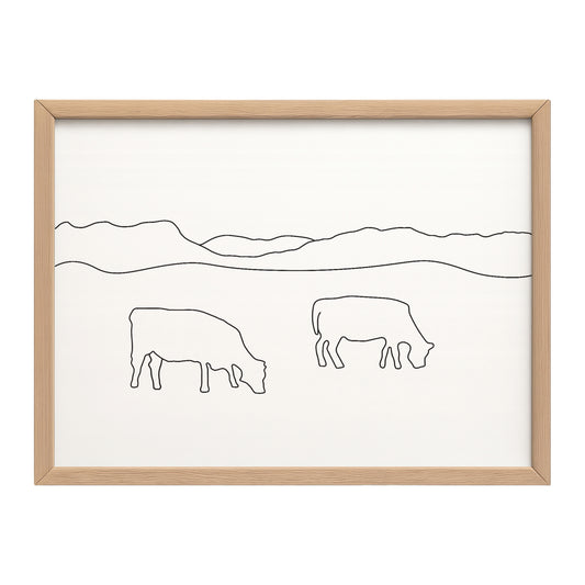 Cow Line Art Print – Minimalist Animal Wall Art (Digital Download)