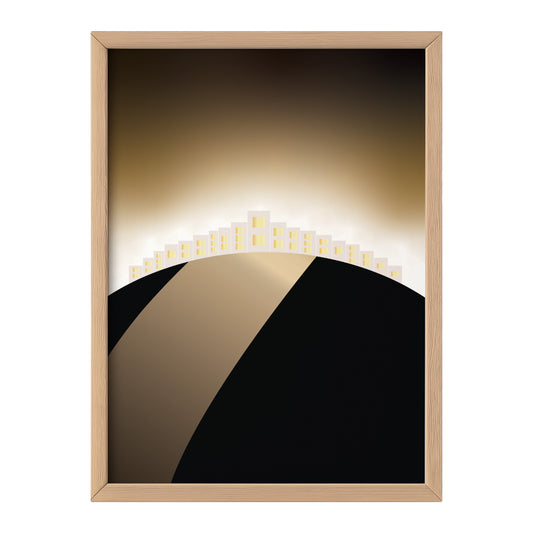 Golden Metropolis Abstract Art Print – Minimalist Earth-Tone Wall Art (Digital Download)
