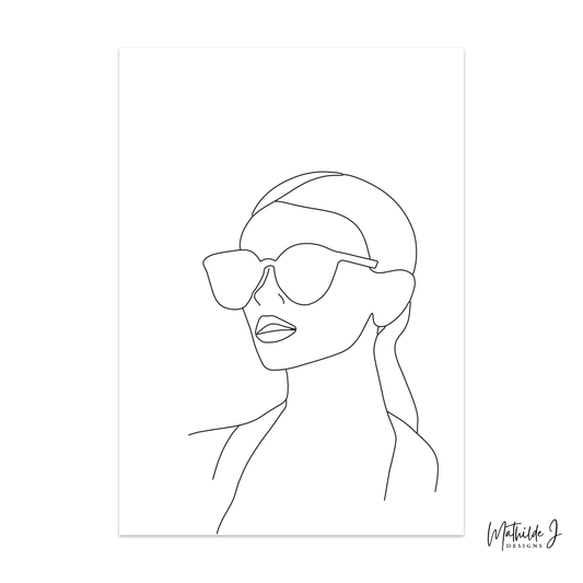 Minimalist Female Portrait Art Print – Hand-Drawn Line Art (Digital Download) by MathildeJDesigns
